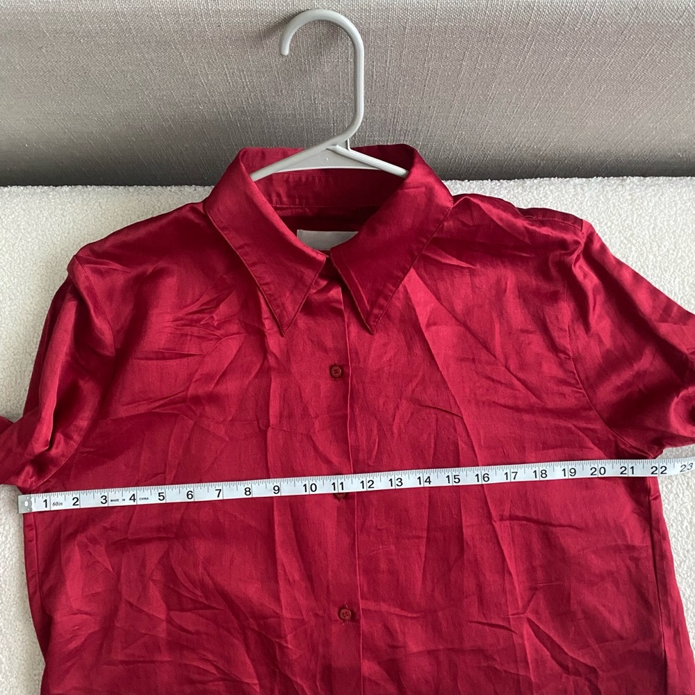 Citizens Of Humanity Silk & Cotton Blouse Vibrant Red Button Up Shirt - Medium - Picture 5 of 9